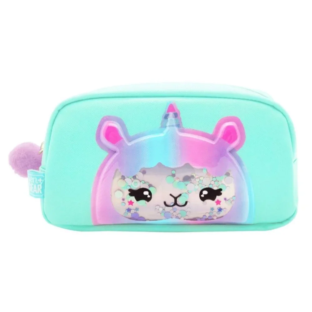 PEN+GEAR Green Cute Alpaca Pattern Shake Sequins Pencil Pouch